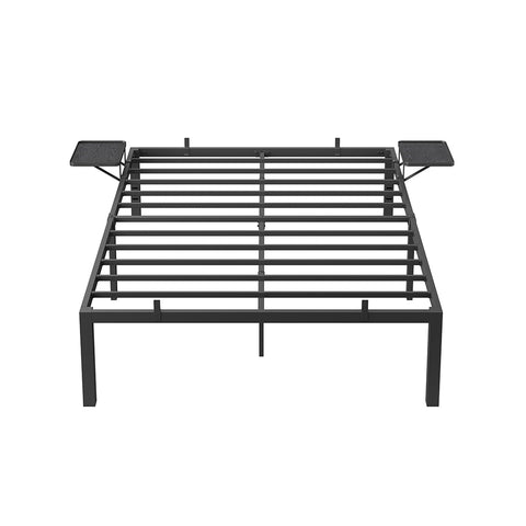 Rootz Classic Black Bed Frame - Metal Frame - Powder-coated - Large Twin Bed - 200cm x 140cm x 41.3cm - Heavy-Duty - Support Beams - 454kg Weight Capacity