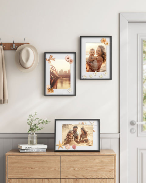 Rootz 3 Piece Set Picture Frames - Photo Frames - Memory Frames - MDF - Glass - 43.4cm x 31.1cm - 2.8cm Thickness