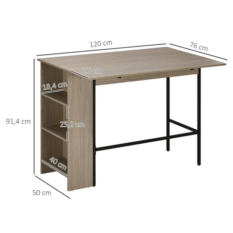 Rootz Central Island Bar Table - Kitchen Cabinet - Modular Island - Space Saving - 120 x 76 x 91.4 cm -  Grey