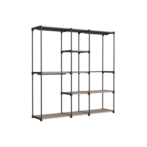 Rootz Open Kledingkast - Kledingrek - Closet Organizer - Stalen frame - Taupe - 182cm x 43cm x 182cm - Heavy Duty - Eenvoudige montage - Ruime opbergruimte