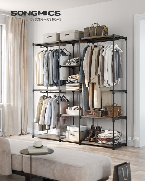 Rootz Open Kledingkast - Kledingrek - Closet Organizer - Stalen frame - Taupe - 182cm x 43cm x 182cm - Heavy Duty - Eenvoudige montage - Ruime opbergruimte