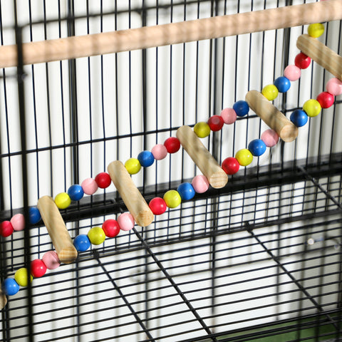Rootz Bird Cage on Wheels - Aviary - Parrot Enclosure - Easy Cleaning - 79 x 49 x 133 cm - Black