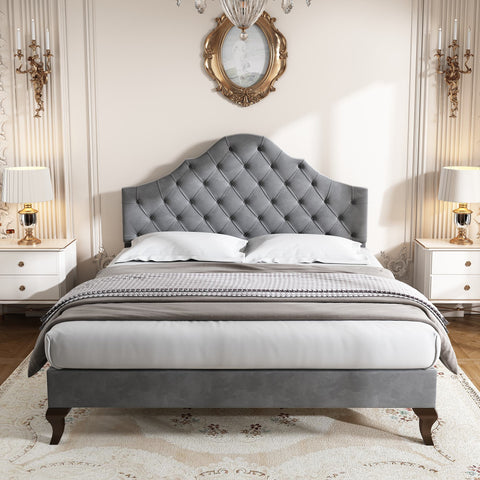 Rootz Upholstered Bed - Adjustable Headboard - Slatted Frame - Luxurious Comfort - 203cm x 90cm x 113-119cm