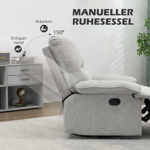 Rootz TV Armchair - Recliner Chair - Home Cinema Chair - Linen-look Fabric - Adjustable Backrest - Cup Holder - 89cm x 98cm x 101cm