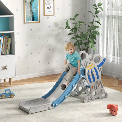 Rootz Children's Indoor Slide - Toddler Slide - Kid's Slide - Safe Play with Non-Slip Steps - 157L x 46.5W x 80H cm - Blue Rocket Theme