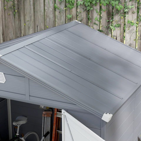 Rootz Tool Shed - Garden Shed - Ventilated Storage - Moisture Resistant - 240cm x 190cm x 180/228cm - Grey