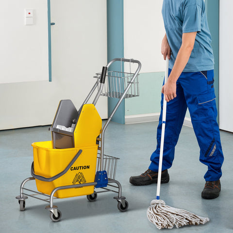 Rootz Cleaning Trolley - Professional Cleaning Cart - Trolley on Wheels - Effortless Cleaning - 73cm x 45cm x 95cm
