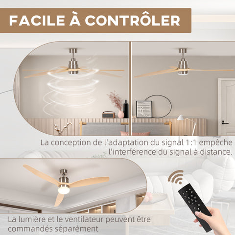 Rootz Reversible LED Ceiling Fan - Quiet Cooling Fan - Silent Room Ventilator - 6 Speeds - Remote Control - Ø132 x 43H cm