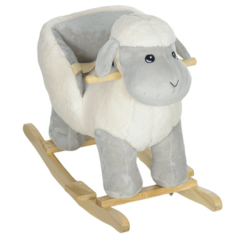 Rootz Rocking Horse Cute Sheep - Rocking Toy - Plush Animal - Sound Effects - Promotes Balance - 68cm x 35cm x 55cm