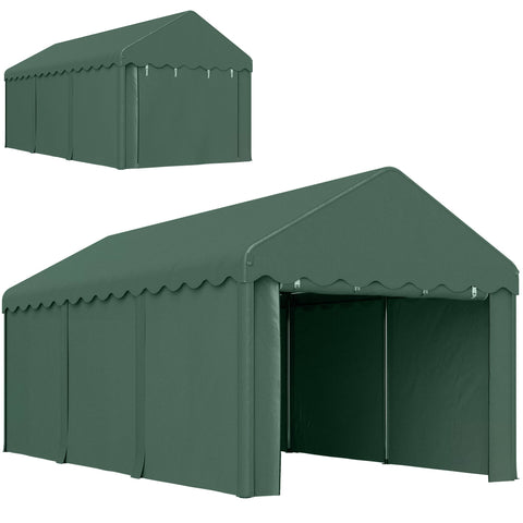 Rootz Carport Vehicle Shelter - Portable Garage - Tent Garage - UV Resistant - 594x300x280cm - Spacious Protection for Cars and Boats