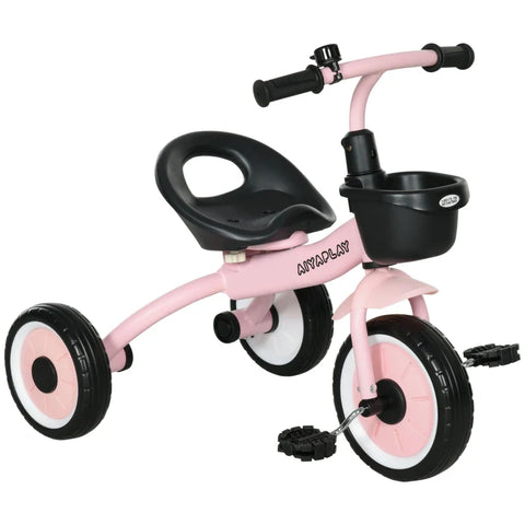 Rootz Tricycle for Children - 2-5 Years - Height Adjustable Seat - Bell - Bicycle Basket - Metal Frame - Pink - 70.5cm x 50cm x 58cm