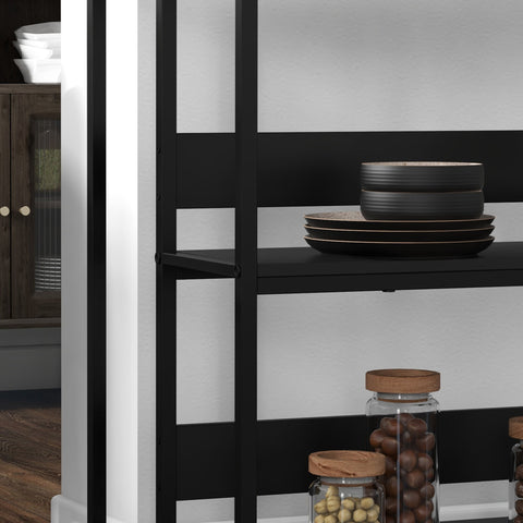 Rootz Modern Kitchen Island - Kitchen Cart - Kitchen Storage - Sturdy Black Steel & MDF - 100W x 50D x 90H cm