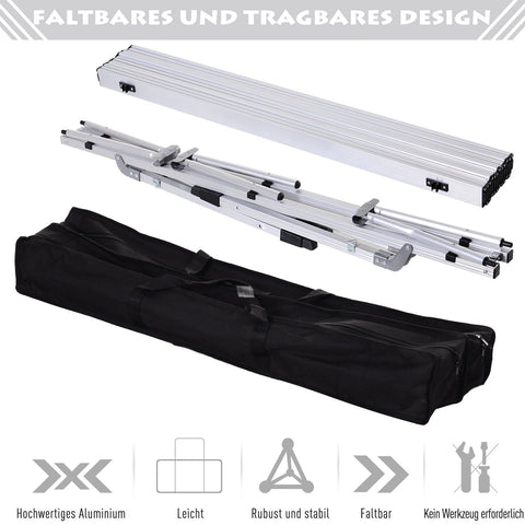 Rootz Picnic Folding Table - Height-Adjustable Camping Table - Portable Table - Aluminum - 120 x 70 x 58-73 cm - Includes Carrying Bag