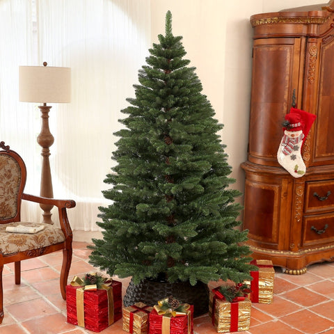Rootz Christmas Tree - Pine Tree Replica - Festive Decor - Flame-Retardant - 120cm x 180cm - Easy Assembly - Sturdy Steel Base