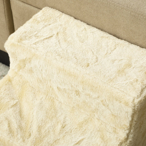Rootz Flannel Cat Staircase - Dog Steps - Pet Ramp - Gentle Support and Mobility - 46cm x 35cm x 35cm - Beige - 5kg Capacity