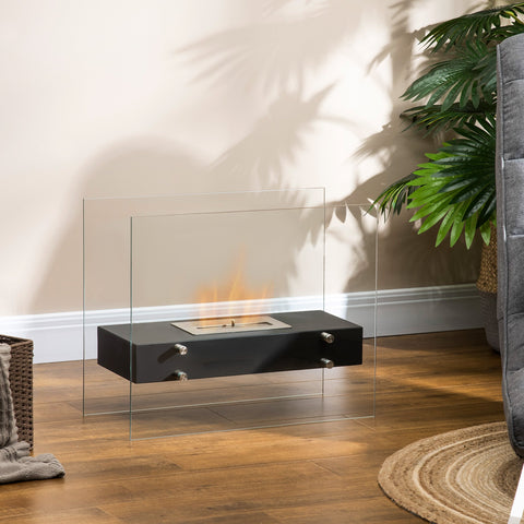Rootz Standing Bioethanol Fireplace - Modern Fireplace - Eco-Friendly Heater - 1.5L Tank, 3hr Burn - 60L x 26W x 50H cm