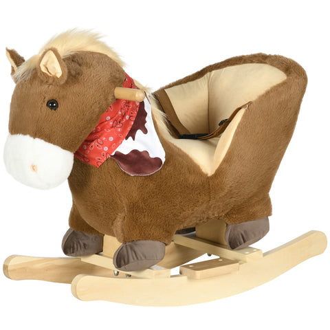 Rootz Rocking Horse - Rocking Animal - Toddler Ride-On - Safety Belt - 60L x 33W x 50H cm - Plush Cover - Neighing Function