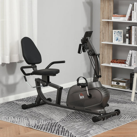 Rootz Reclining Exercise Bike - Home Trainer - Fitness Bike - LCD Display - Adjustable Seat & Resistance - 121-142L x 62W x 101H cm