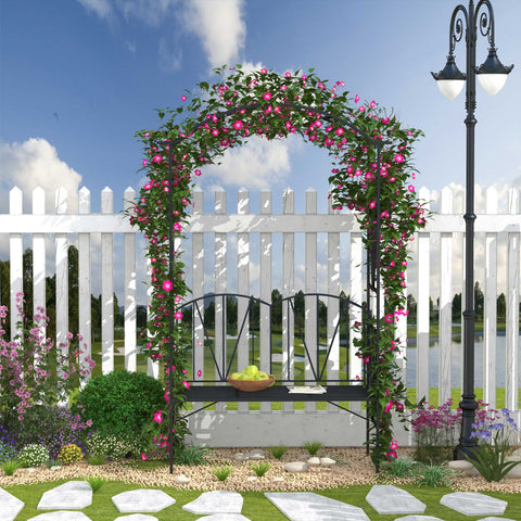 Rootz Garden Arch 2-Seat Bench - Rose Arch - Climbing Plant Support - Adds Style & Functionality - 115cm x 54cm x 203cm