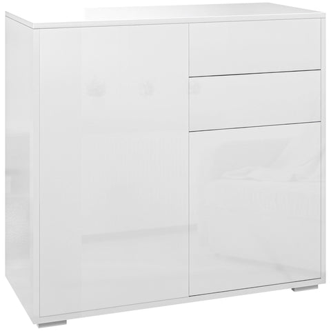 Rootz Chest of Drawers Sideboard - Storage Cabinet - Modern Furniture - Adjustable Shelves - 79 x 36 x 74 cm - Glossy White
