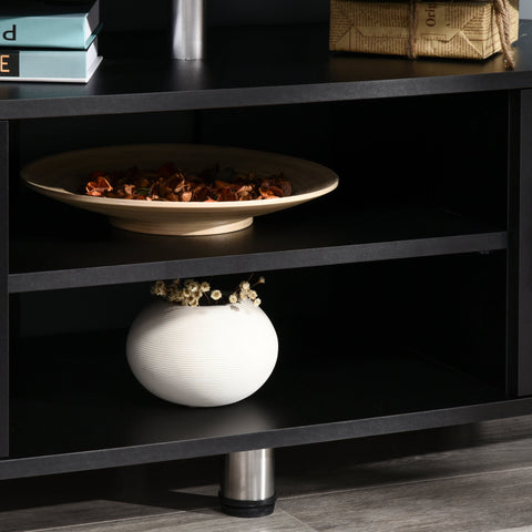 Rootz Contemporary Design TV Bench - TV Stand - Media Console - Multi Storage Options - 120L x 40W x 52H cm - Black Chrome