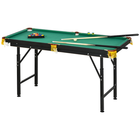 Rootz Foldable Pool Table - Billiard Table - Snooker Table - Adjustable Height - Complete Set - Space-Saving Storage - 140cm x 60cm x 55-75cm - MDF & Steel