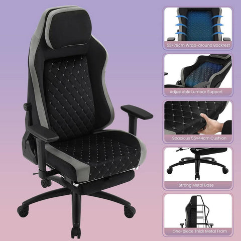 Rootz Ultimate Gaming Chair - Office Chair - Ergonomic Computer Chair - Molded Foam Comfort - Adaptive Lumbar Support - Durable Metal Frame - 55cm x 44cm Seat, 53cm x 78cm Backrest
