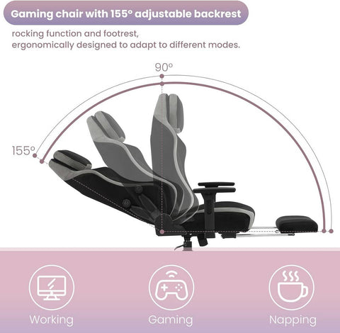 Rootz Ultimate Gaming Chair - Office Chair - Ergonomic Computer Chair - Molded Foam Comfort - Adaptive Lumbar Support - Durable Metal Frame - 55cm x 44cm Seat, 53cm x 78cm Backrest