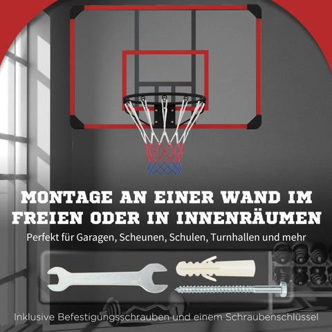 Rootz Basketball Hoop Set - Wall Mounted Hoop - Adjustable Height - Durable Steel Frame - Indoor/Outdoor - 113cm x 61cm x 73cm