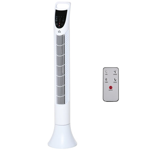 Rootz Quiet Swivel Column Fan - Tower Fan - Oscillating Fan - Remote Control - Ultra Quiet - 20cm x 91.5cm - White