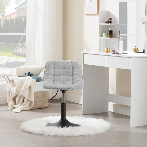 Rootz Chenille Bar Stool - Makeup Chair - Vanity Seat - Breathable Fabric - 42.5cm x 35cm - Heights Adjust 38-49.5cm