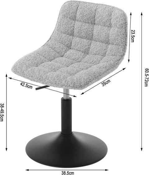 Rootz Chenille Bar Stool - Makeup Chair - Vanity Seat - Breathable Fabric - 42.5cm x 35cm - Heights Adjust 38-49.5cm