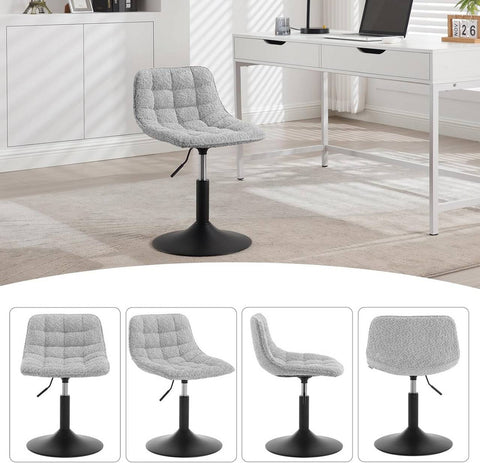 Rootz Chenille Bar Stool - Makeup Chair - Vanity Seat - Breathable Fabric - 42.5cm x 35cm - Heights Adjust 38-49.5cm