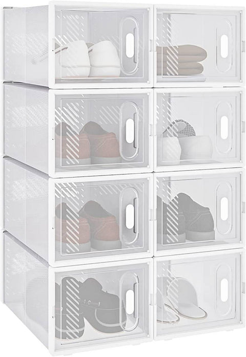 Rootz 18 Set Plastic Shoe Boxes - Stackable Shoe Organizers - Transparent Storage Containers - Durable Plastic - 25cm x 18.5cm x 35.5cm