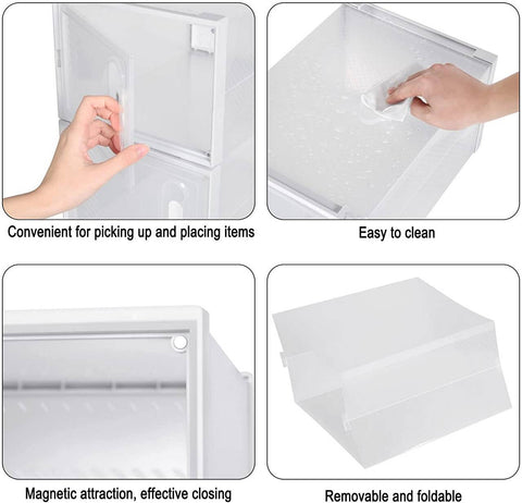 Rootz 18 Set Plastic Shoe Boxes - Stackable Shoe Organizers - Transparent Storage Containers - Durable Plastic - 25cm x 18.5cm x 35.5cm
