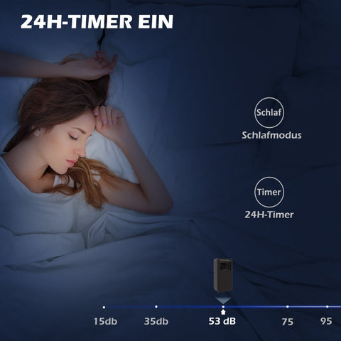 Rootz Mobile Air Conditioner - Mini Air Conditioner - Portable AC - 24 Hour Timer - 3 Speeds - 33 x 28 x 68.5 cm - Black - ABS Plastic