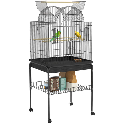 Rootz Mobile Bird Cage - Canary & Budgie Habitat - Durable Metal Mesh - Smooth Mobility - 63cm x 53cm x 144cm