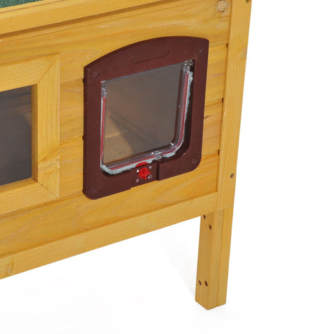 Rootz Cat House - Cat Cave - Pet Shelter - Weatherproof Fir Wood - Outdoor & Indoor Use - L70 x W51.5 x H60cm