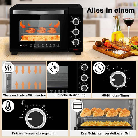 Rootz Mini Oven - Compact Kitchen Appliance - Electric Cooker - Efficient Dual Heating - Multi-Functional Cooking - Easy Operation - 453mm x 298mm x 333mm