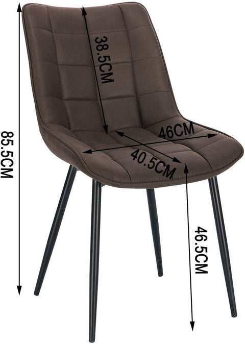 Rootz Set of 4 Dining Chairs - Padded Seats - Metal Frame - Comfortable, Durable, Easy to Assemble - 46cm x 40.5cm x 85.5cm