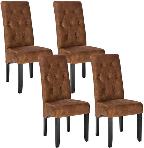 Rootz Set of 4 Dining Chairs - Velvet Upholstered - Elegant Seating - High Backrest, Durable Construction, Ergonomic Comfort - 47cm x 42cm x 107cm