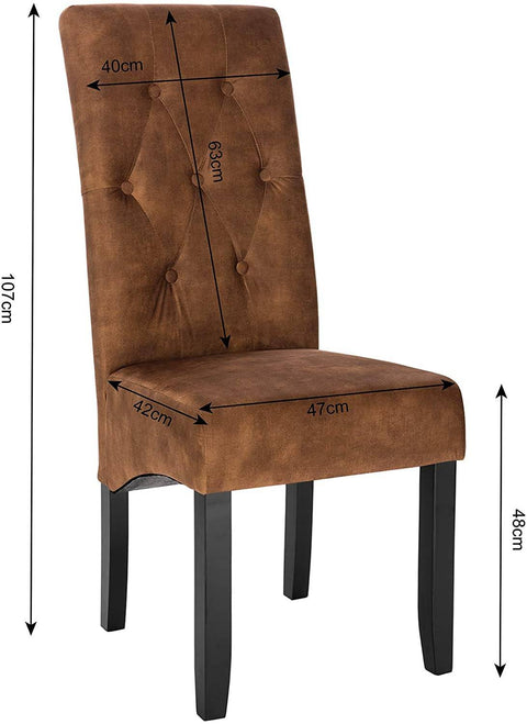 Rootz Set of 4 Dining Chairs - Velvet Upholstered - Elegant Seating - High Backrest, Durable Construction, Ergonomic Comfort - 47cm x 42cm x 107cm