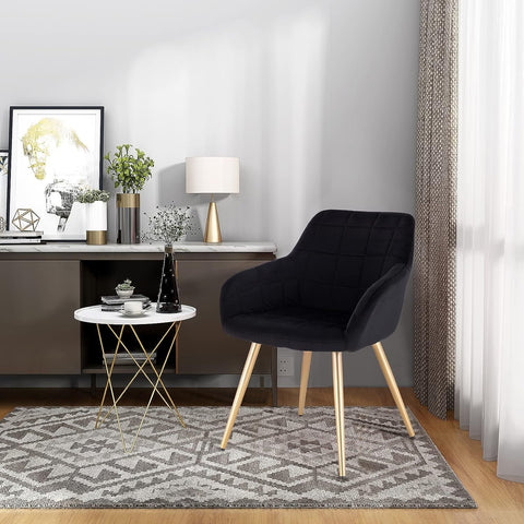 Rootz Set of 4 Velvet Dining Chairs - Golden Metal Legs - Elegant Seating - Comfortable, Durable, Easy Assembly - 43cm x 55cm x 81cm