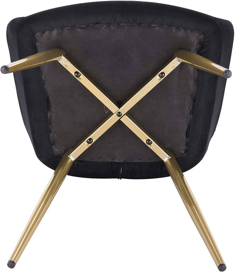 Rootz Set of 4 Velvet Dining Chairs - Golden Metal Legs - Elegant Seating - Comfortable, Durable, Easy Assembly - 43cm x 55cm x 81cm