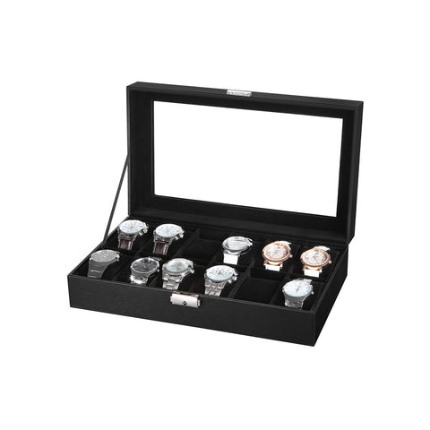 Rootz Watch Box - Horlogeorganisator - Sieradenopslag - Afsluitbaar - Fluwelen voering - MDF-constructie - 30 cm x 21 cm x 8,5 cm