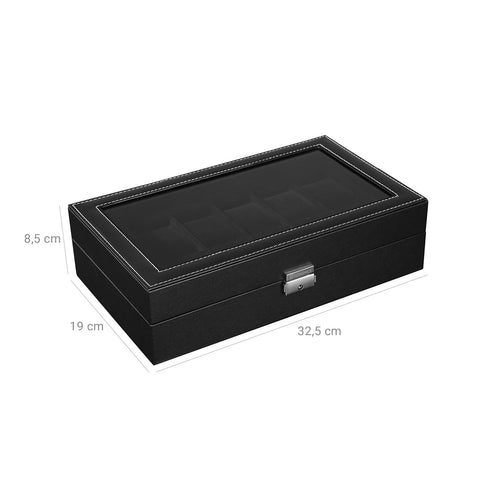 Rootz Watch Box - Horlogeorganisator - Sieradenopslag - Afsluitbaar - Fluwelen voering - MDF-constructie - 30 cm x 21 cm x 8,5 cm