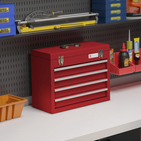 Rootz Tool Case - Tool Cabinet - Storage Chest - Robust Steel - 18kg Capacity - 51cm x 22cm x 39.5cm