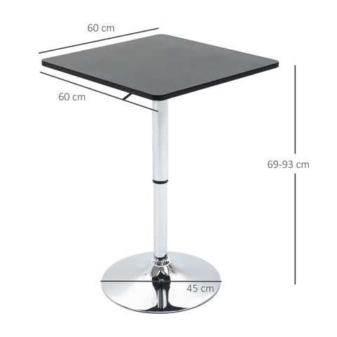 Rootz Height-Adjustable Bar Table - Pub Table - Cocktail Table - Stability & Durability - 60L x 60W x 69-93H cm