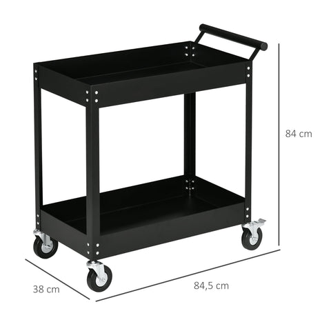 Rootz Workshop Trolley - Wheelbarrow - Tool Cart - 150 kg Capacity - 84.5 x 38 x 84 cm - Steel 4 Wheels