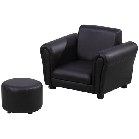 Rootz Children's Armchair with Footstool - Mini Sofa - Kids Lounge Chair - Comfortable Seating - Safe Design - Durable and Stable - 54cm x 42cm x 41cm (Sofa), 26cm x 26cm x 18cm (Stool)